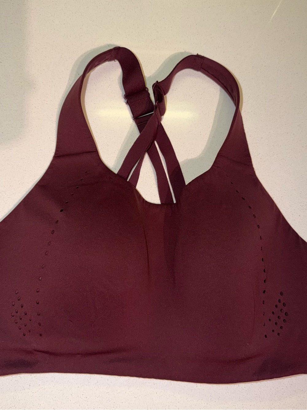 Lululemon AirSupport Bra 32DD Burgundy High Support Running Longline Racerback